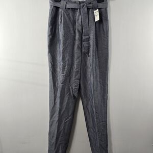 Express Ankle High Rise Paper Bag Waist Straight Leg Trousers Dress Pants NWT 6L